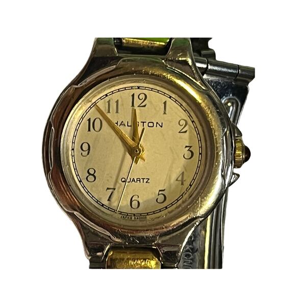 Halston Two toned band with clasp Watch 001-6236 Vintage - Picture 7 of 13